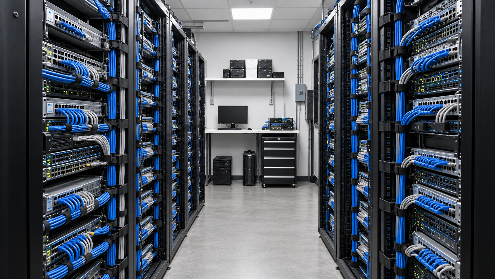 Clean and professionally organized server room after Haugen IT remediation